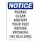 Signmission OSHA Notice, 7" Height, Please Clean And Dry Your Feet Sign, 7" X 5", Portrait OS-NS-D-57-V-17346 - alternate 1